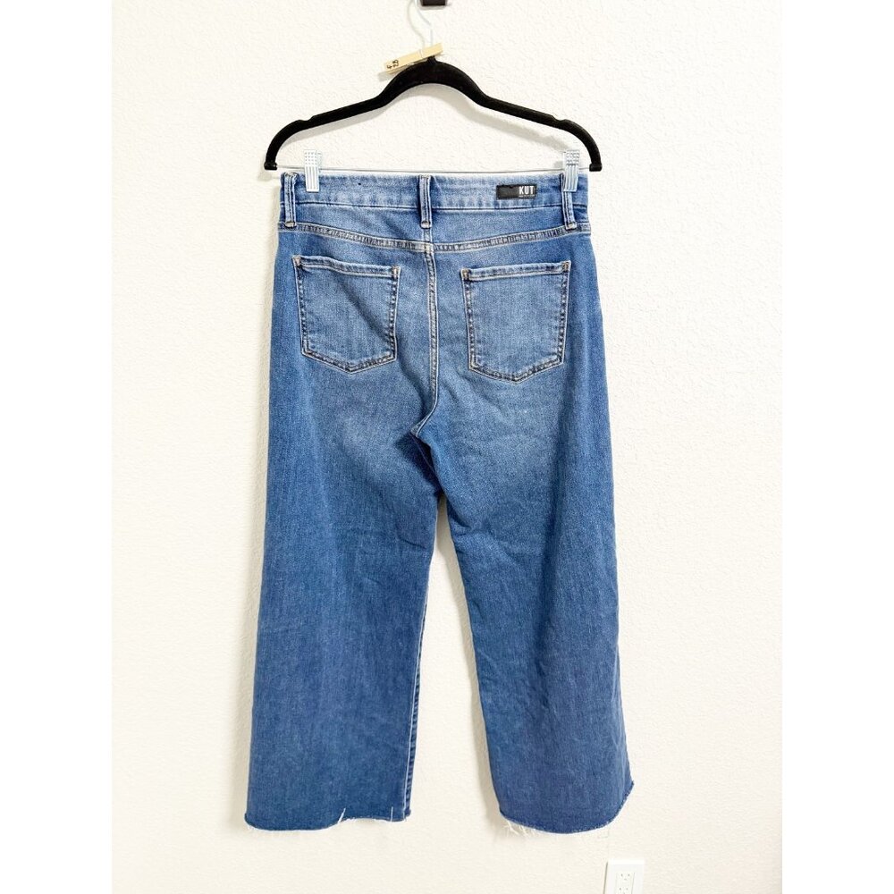 Kut From The Kloth Meg Fab Ab Wide Leg Jeans High Rise Raw Hem Milestone 8L - Picture 4 of 11